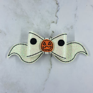 Glow Ghost Puppy Embroidered Bow