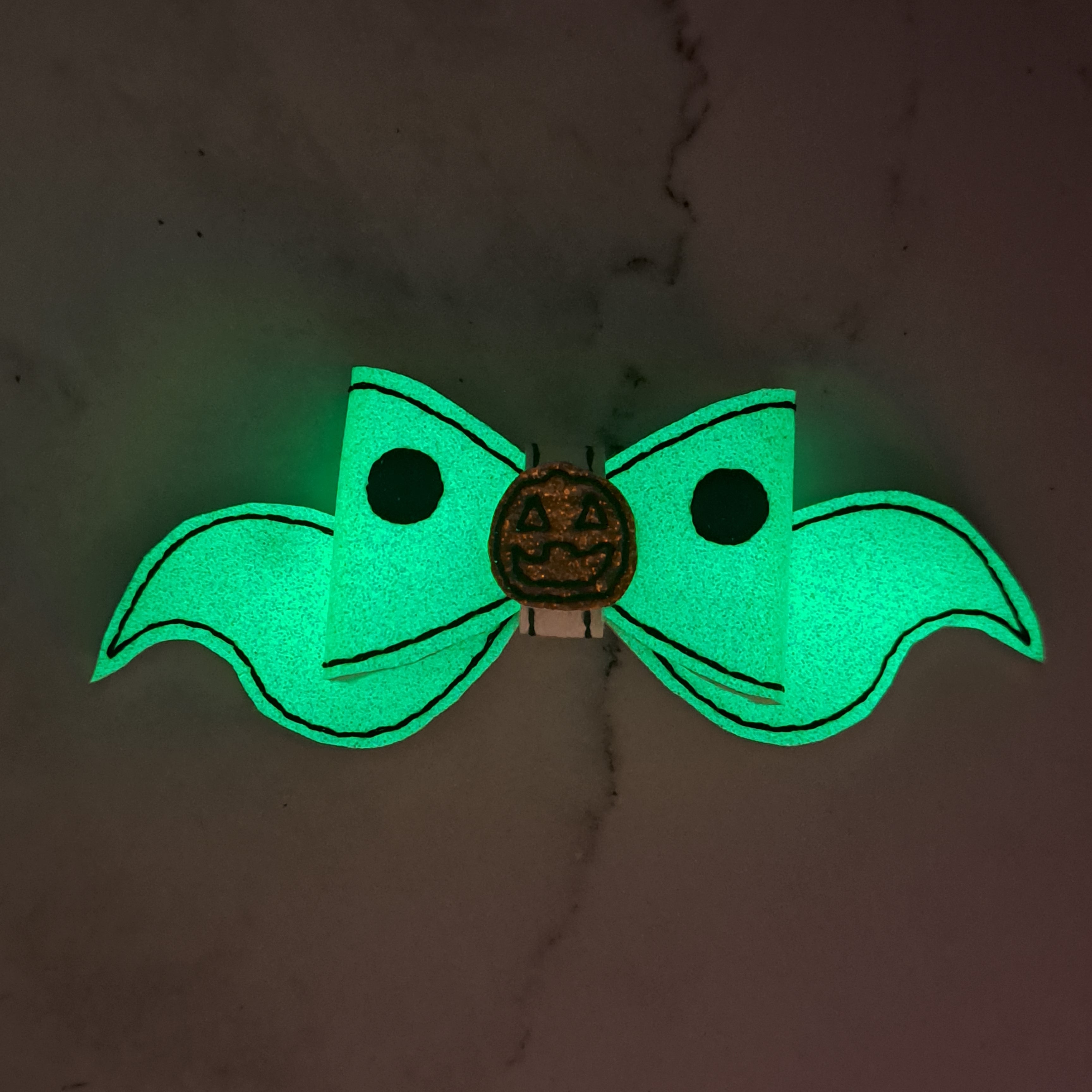 Glow Ghost Puppy Embroidered Bow