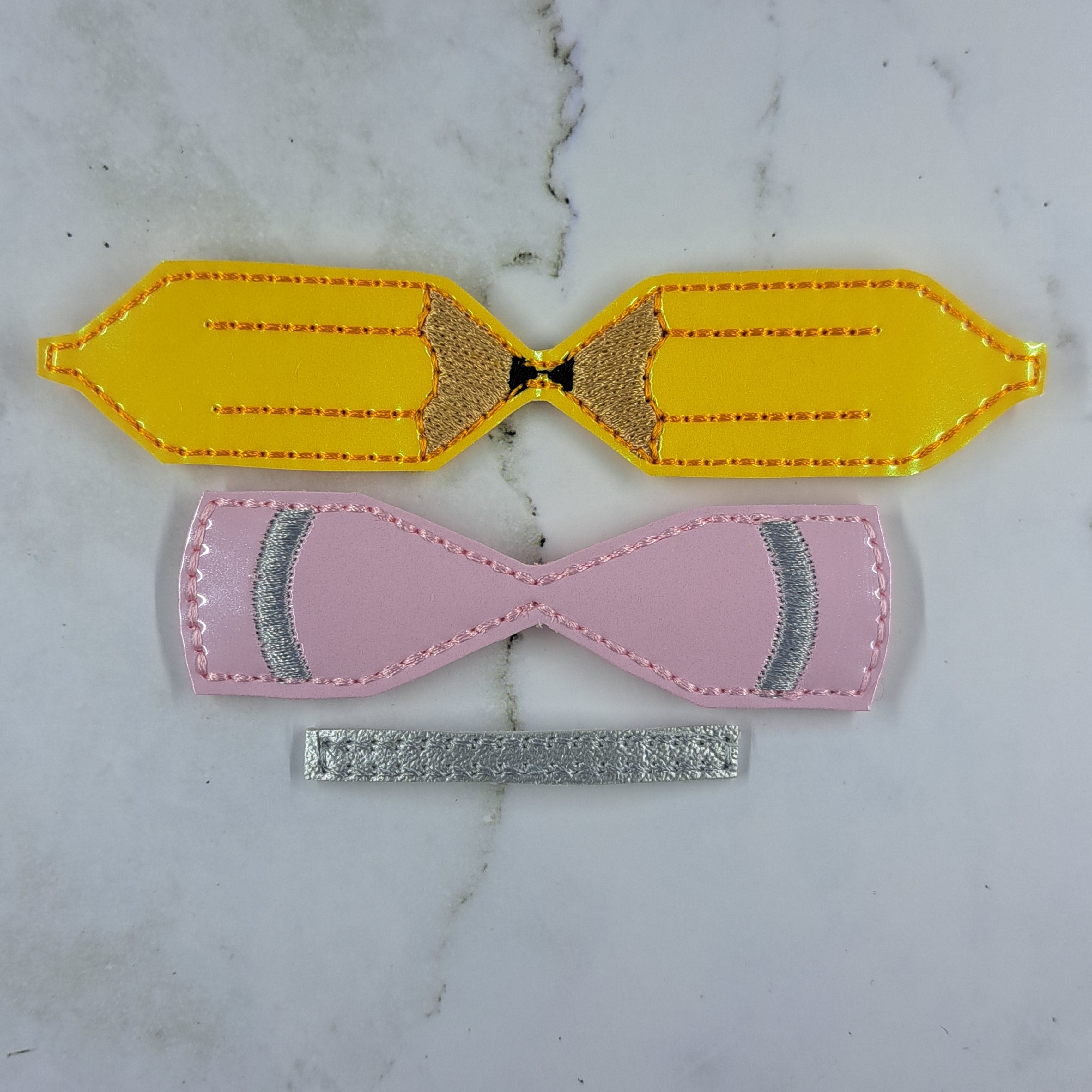 Pencil Back 2 School Embroidered Bow