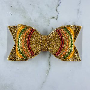 Fall Sunflower Embroidered Bow