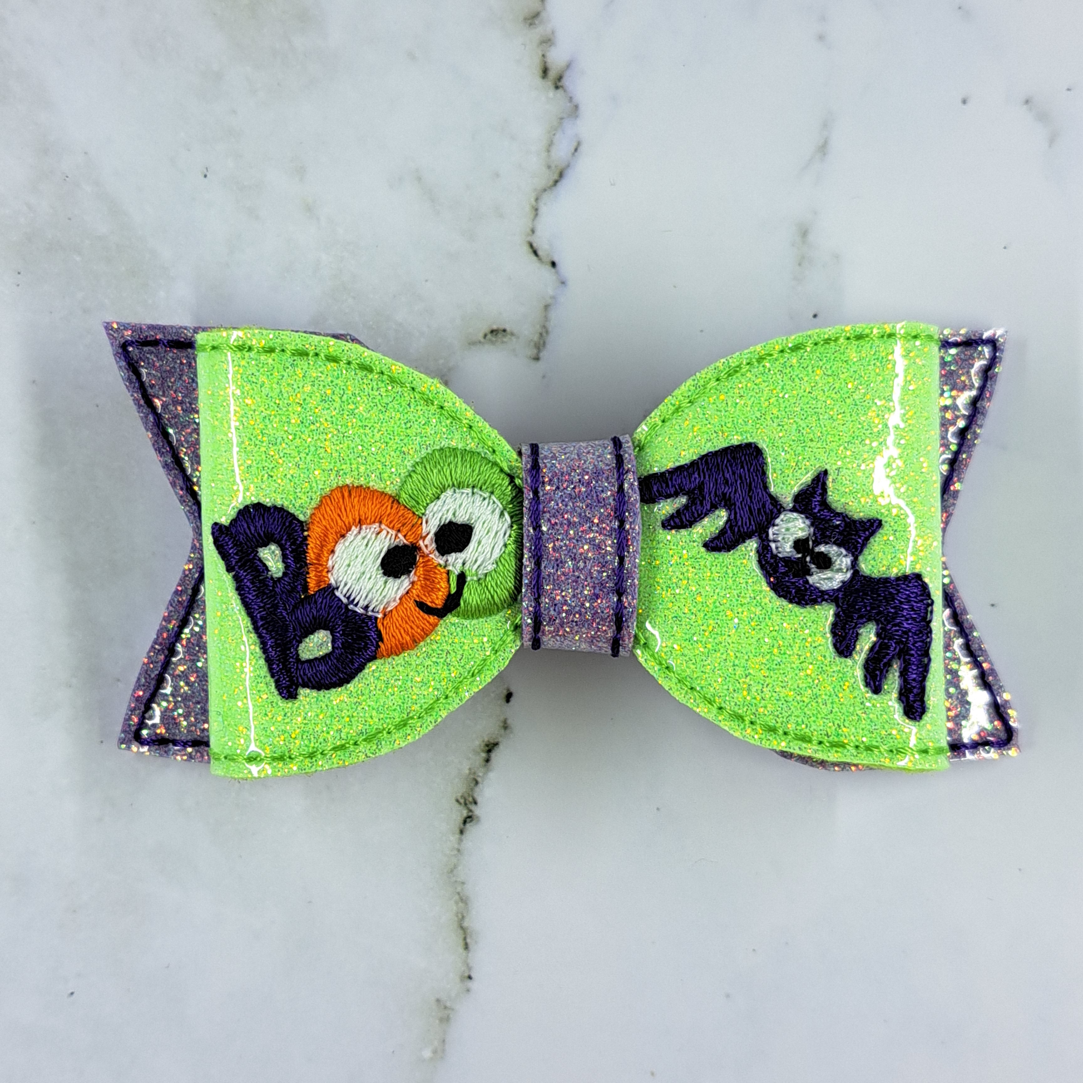 Boo Bat Embroidered Bow