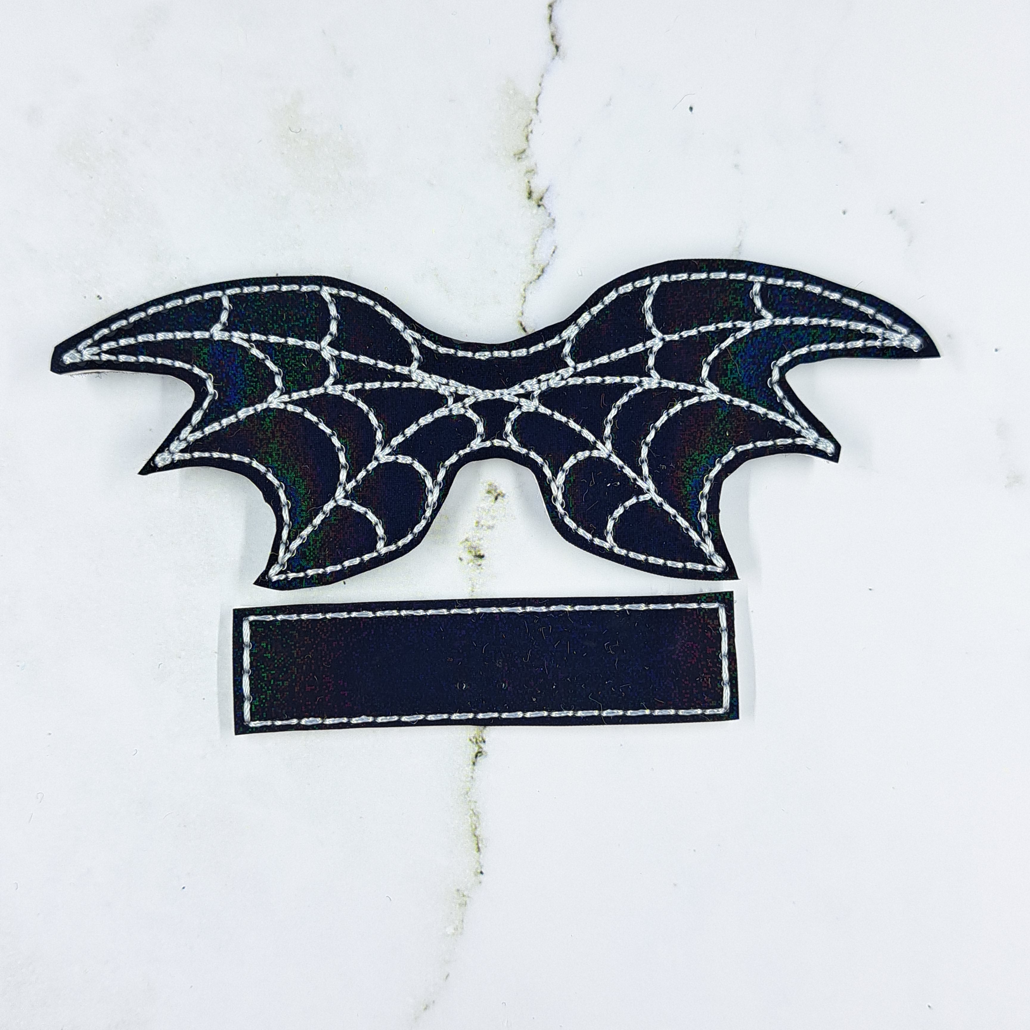 Bat Wing Spider Web Embroidered Bow