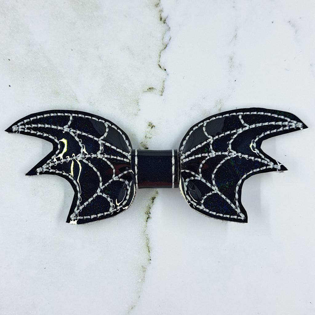 Bat Wing Spider Web Embroidered Bow