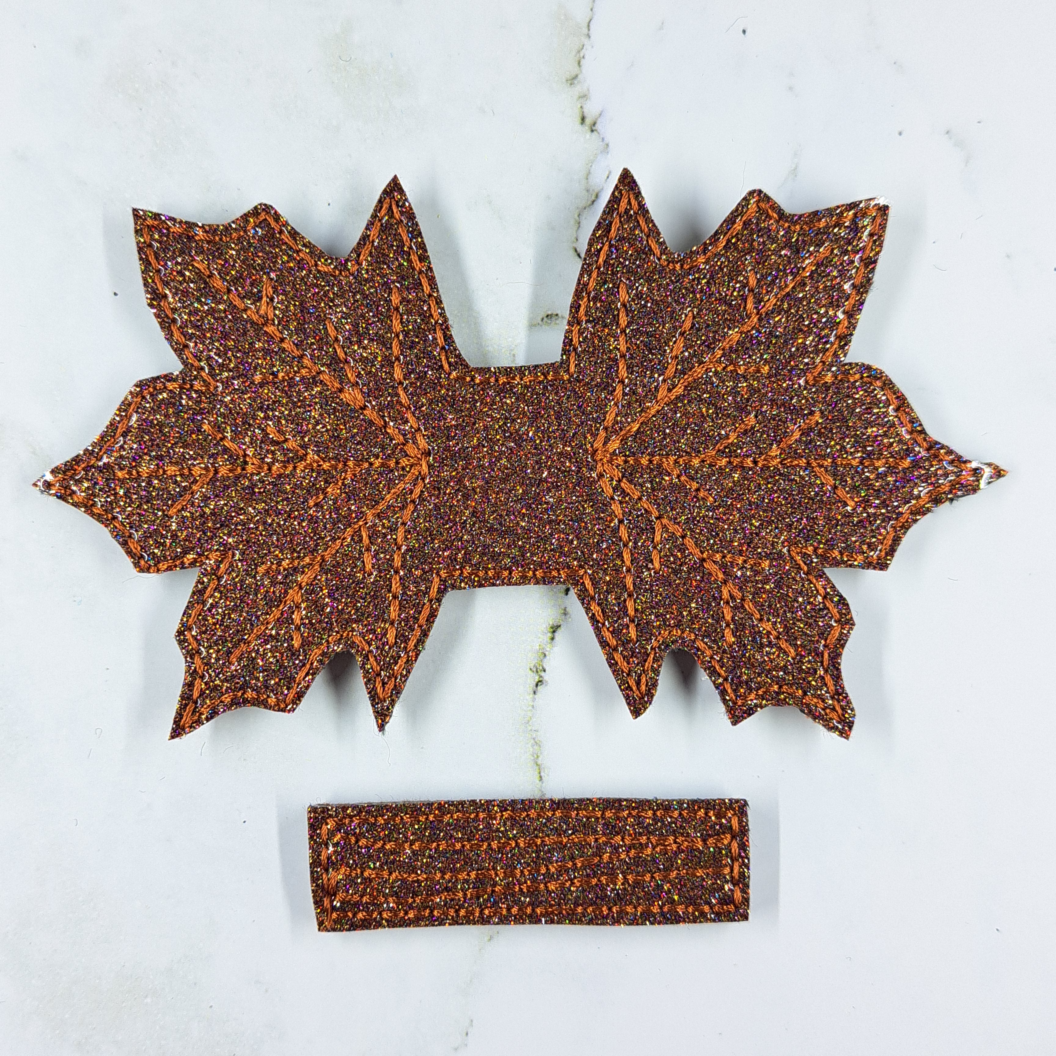 Fall Leaf Pinch Embroidered Bow