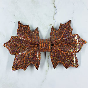 Fall Leaf Pinch Embroidered Bow