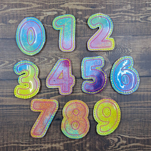 Birthday Numbers Pastel Rainbow Sparkle