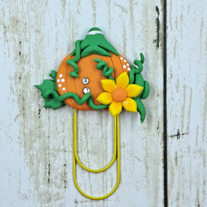 New Pumpkin Sunflower Clay Planner Clip