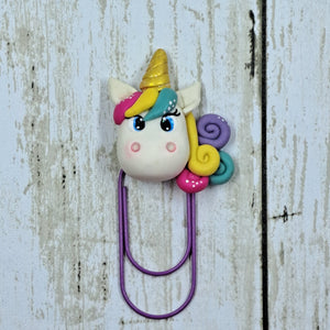 New Rainbow Unicorn Head Clay Planner Clip