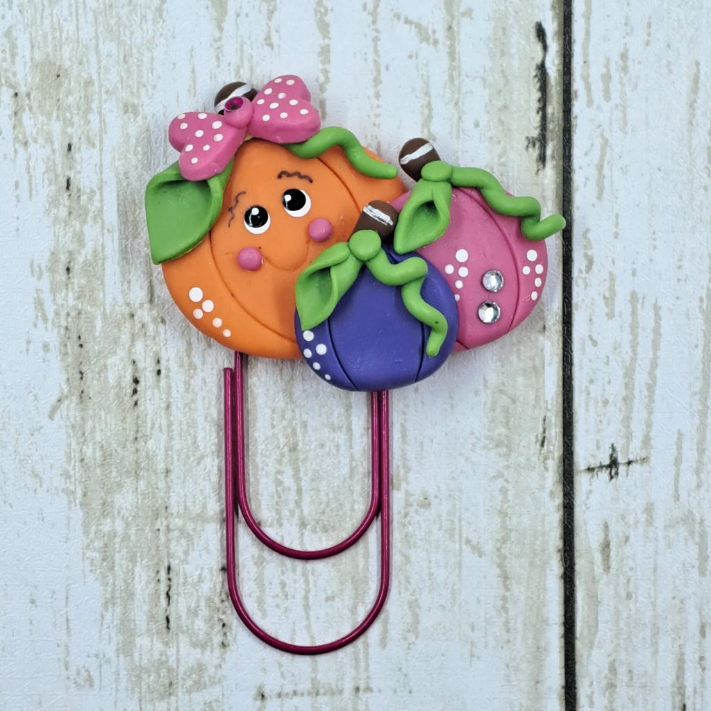 New Pink & Purple Pumpkins Clay Planner Clip