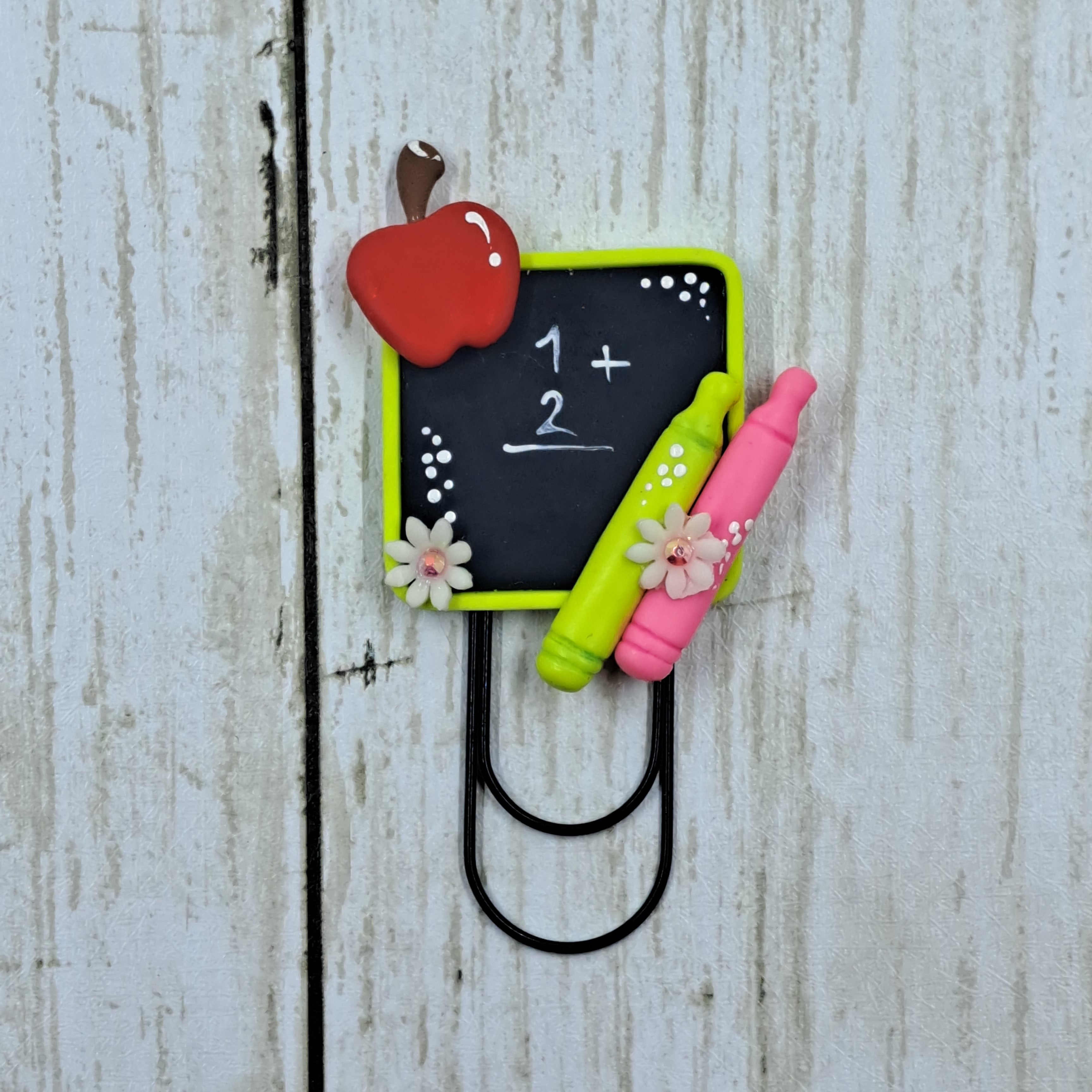 New Back To School Chalkboard Clay Planner Clip