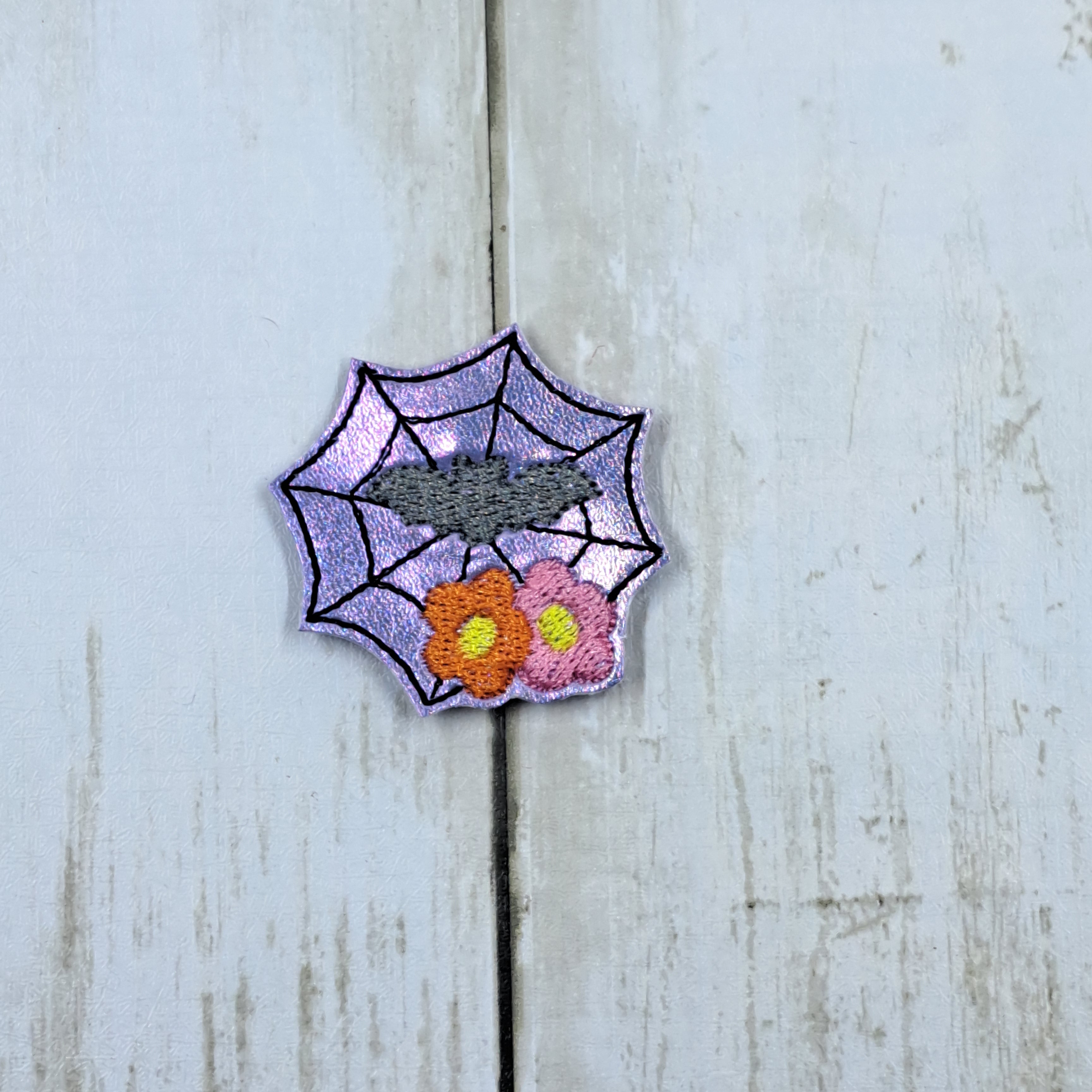 Halloween Spider Web Floral Bat