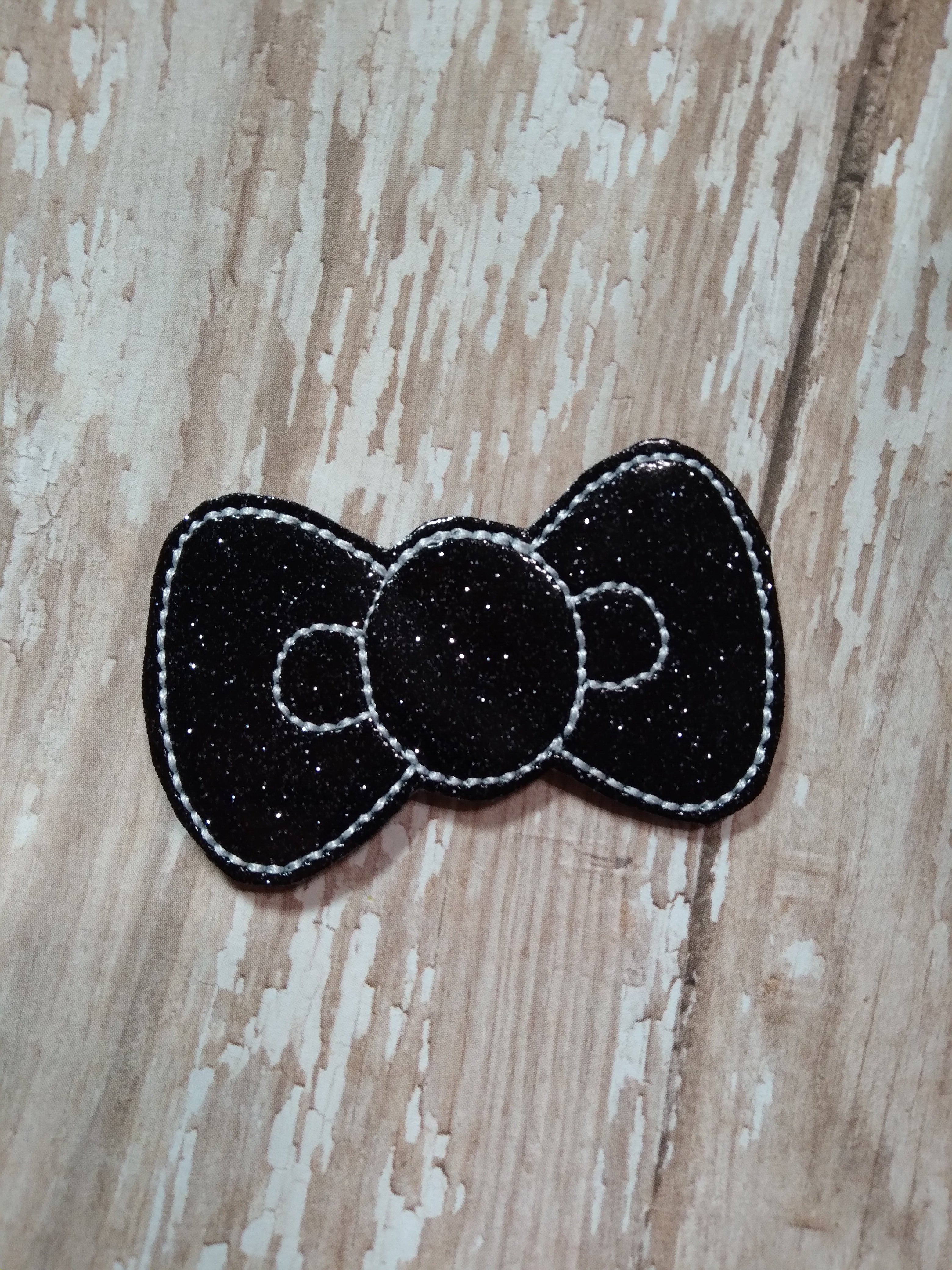 Simple Bow Black Glitter