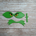 Embroidered Bow 4 Inch Green Monster Hair Bow Parts