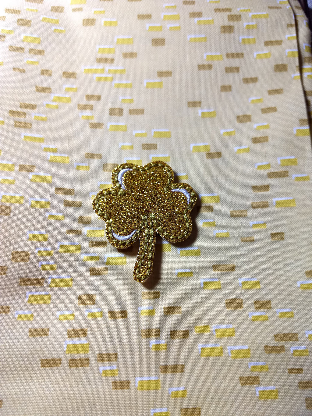 St. Patty's Day Gold Glitter Clover