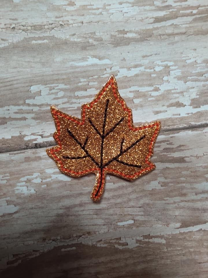 Fall Leaf Orange Glitter